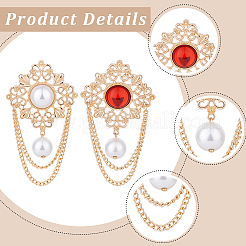 2Pcs 2 Colors Flower ABS Plastic Imitation Pearl Brooches&nbsp;JEWB-CP0001-57