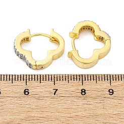 ブラスマイクロパヴェクリアキュービックジルコニアフープピアス  長持ちメッキ  鉛フリー＆カドミウムフリー  クロス  18KGP本金メッキ  15.5x18.5x4mm&nbsp;EJEW-H158-16A-GP