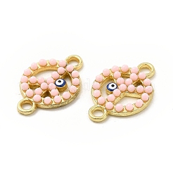 合金エナメルコネクタチャーム  合成ターコイズ付き  ピースサインは青いナザールボンジュウとリンクします  ゴールドカラー  ニッケル  ミスティローズ  19x12x2.5mm  穴：2mm&nbsp;FIND-H039-11G-C