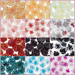 240Pcs 12 Style Camellia Transparent Resin Cabochons&nbsp;MRMJ-OC0003-41