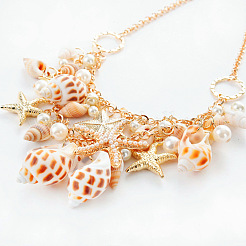 Alloy & Natural Shell & Plastic Pearl Pendant Necklaces & Bracelets Sets&nbsp;FS-WG6B6AD-01