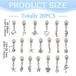 合金交換用ジッパースライダー20個。  合金ペンダント付き  プラチナ  43~54mm&nbsp;HJEW-TAC0126