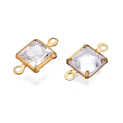 Brass Clear Cubic Zirconia Connector Charms&nbsp;KK-T070-11C