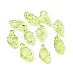 クリアアクリルチャーム  ピアスのアクセサリー  葉のチャーム  緑黄  9.7x5.5x3.6mm  穴：1.2mm&nbsp;X-TACR-G041-01A