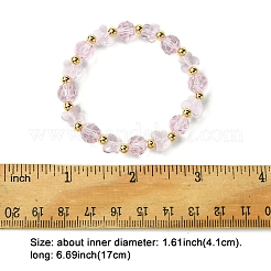 女性用バタフライ＆ファセットラウンドガラスビーズストレッチブレスレット  ピンク  内径：1-3/4インチ（4.5cm）&nbsp;BJEW-FS00002