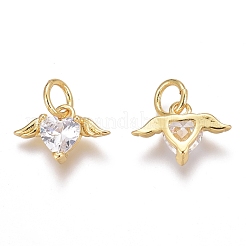 Brass Micro Pave Clear Cubic Zirconia Charms&nbsp;ZIRC-O035-26G