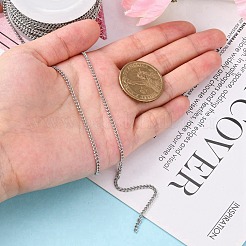 変色しない3.28フィート304ステンレススチールカーブチェーン  溶接されていない  ステンレス鋼色  2.7x2x0.5mm&nbsp;X-CHS-R008-04