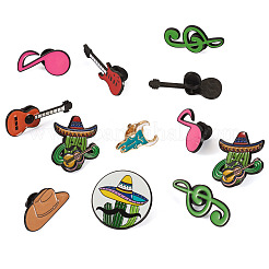 16Pcs 8 Styles Western Music Theme Enamel Pin&nbsp;JEWB-TA0001-29