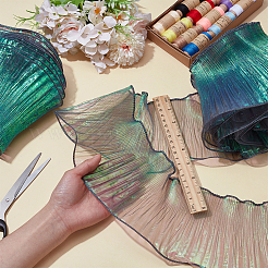 10mのポリエステルプリーツリボンエッジトリミング  花束の装飾  洋服アクセサリー  グリーン  4-7/8インチ（125mm）  約10.94ヤード（10m）/セット&nbsp;OCOR-WR0001-89B