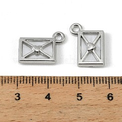 合金樹脂チャーム  ラブレターチャーム  長持ちメッキ  ラックめっき  プラチナ  15.5x11.5x3mm  穴：1.8mm&nbsp;FIND-H024-11P