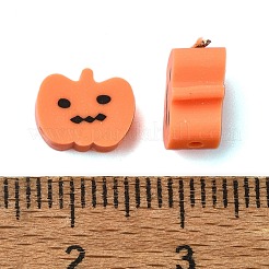 ハロウィンのテーマ手作りポリマークレイビーズ  カボチャ  オレンジ  7x8.5x4mm  穴：1.5mm&nbsp;CLAY-M005-02