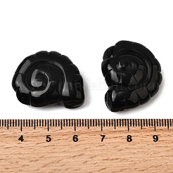 天然石オブシディアンペンダント  上部に穴が開けられた両面彫刻のオウムガイ  29x25x9.5mm  穴：1mm&nbsp;G-NH0065-01E