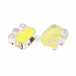 透明なアクリルビーズ  エナメル  クラウン  シャンパンイエロー  22x25x8mm  穴：2.5mm&nbsp;LS-ACRC-S039-08C