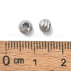 変色しない316ステンレススチールビーズ  ダイヤモンドカット  ラウンド  ステンレス鋼色  5x4mm  穴：2mm&nbsp;LS-STAS-H191-09P