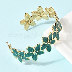 女性用304ステンレススチールエナメルバングル  花  イオンプレーティング（ip）  18KGP本金メッキ  内径：1.89インチ（4.8cm）x2.40インチ（6.1cm）&nbsp;BJEW-D408-40G