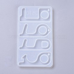ノータッチドアオープナー食品グレードのシリコーン型  非接触キーホルダー型  UVレジン用  エポキシ樹脂ジュエリー作り  ホワイト  141x82x7mm&nbsp;DIY-K025-14