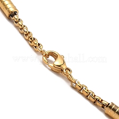 PVD Vacuum Plating 304 Stainless Steel Column Beaded Link Chain Necklace&nbsp;NJEW-K254-04G