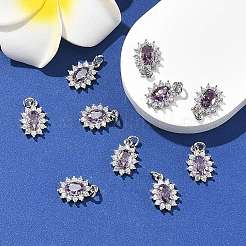 SHEGRACE Brass Micro Pave Cubic Zirconia Pendants&nbsp;XGRQ2O700-446E-P
