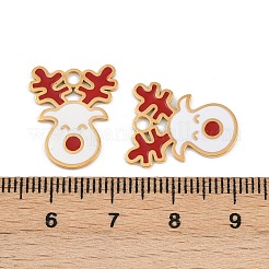 304ステンレススチールエナメルペンダント  イオンプレーティング（ip）  クリスマステーマ  18KGP本金メッキ  鹿  18x15x1mm  穴：2.2mm&nbsp;STAS-G357-01G-01