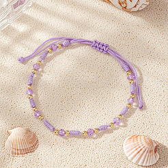 Glass & Brass Beads Braided Bead Bracelets&nbsp;LS-ZQ2730