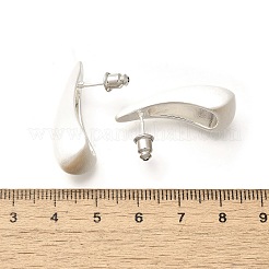 ティアドロップ真鍮スタッドピアス  銀  30x11mm&nbsp;EJEW-A121-04S