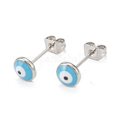Brass Enamel Stud Earrings&nbsp;EJEW-D274-02M-01