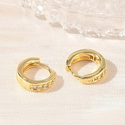 Brass Micro Pave Cubic Zirconia Hoop Earrings&nbsp;KK-CBA30C7-02G