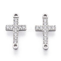 316 Surgical Stainless Steel Clear Cubic Zirconia Connector Charms&nbsp;STAS-ZX042-22S