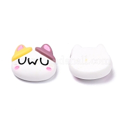 オペーク樹脂カボション  猫  ホワイト  15x16x7mm&nbsp;X-CRES-J044-09F