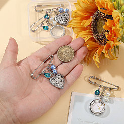 4Pcs 2 Styles 316 Stainless Steel and Alloy Diffuser Locket Pendants Brooches Sets&nbsp;JEWB-CA00014