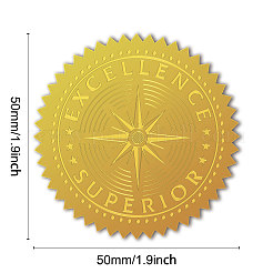 プラスチック製の粘着式金箔エンボスステッカー  メダル装飾ステッカー  スター  5x5cm  4pcs /シート&nbsp;DIY-WH0211-386