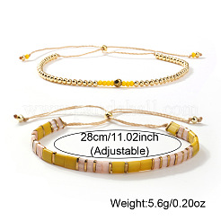 Summer Adjustable Glass Rectangle Tile Beaded Slider Bracelet Sets&nbsp;JD2335-1