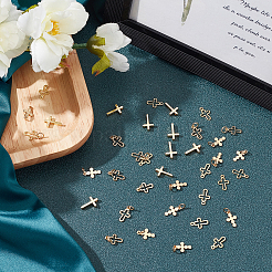 40個4スタイル真鍮チャーム  クロス  ミックスカラー  12x8x1mm  穴：3mm&nbsp;KK-CA0001-49