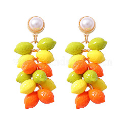 Colorful Plastic Bead Tassel Dangle Earrings&nbsp;WG869BC-02