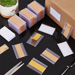 長方形のPVC値札サインラベルホルダー  接着剤付き  小売用品  透明  6.15x4.15x0.15~0.3cm&nbsp;FIND-WH0173-484
