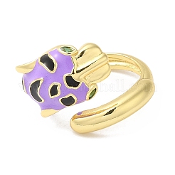 Enamel Leopard Open Cuff Ring with Cubic Zirconia&nbsp;RJEW-Q168-01G