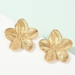 変色しない304ステンレススチールスタッドピアス  花  ステンレス鋼色  32x31mm&nbsp;X-STAS-L024-004G-02