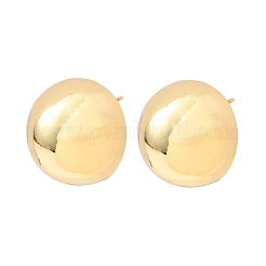 半円形の真鍮スタッドピアス  18KGP本金メッキ  18mm&nbsp;EJEW-D346-07G