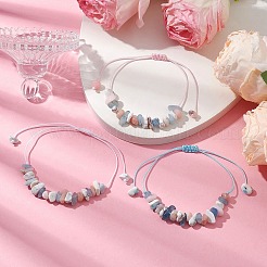 女性用調節可能な天然宝石編みブレスレットセット3個  内径：4インチ（10cm）&nbsp;BJEW-JB10999