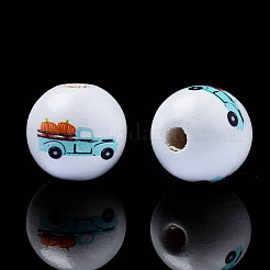 Autumn Theme Printed Natural Wood Beads&nbsp;WOOD-S057-094