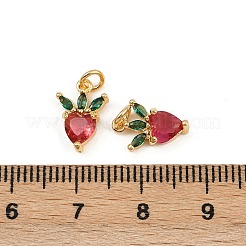 真鍮製マイクロパヴェキュービックジルコニアペンダント  にんじんチャーム  丸カン付き  18KGP本金メッキ  12x8x3.5mm&nbsp;KK-H078-11G