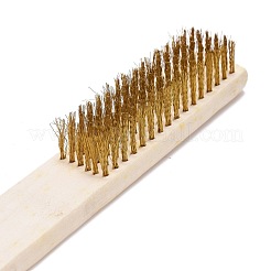 ワイヤブラシ  木製ハンドル付き  文化財の清掃に  ゴールドカラー  205x25x13mm&nbsp;AJEW-WH0017-90C