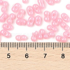 焼付塗装ガラスシードビーズ  ピーナッツ  パールピンク  6x3.5x3mm  穴：1mm  約4500個/ポンド&nbsp;SEED-L011-09A-26