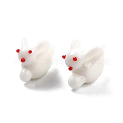 手作りランプワークビーズ  兎  ホワイト  19.5~20.5x10~13x14~15mm  穴：2mm&nbsp;LAMP-I024-16