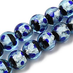 Glow in the Dark Luminous Style Handmade Silver Foil Glass Round Beads&nbsp;FOIL-I006-12mm-02