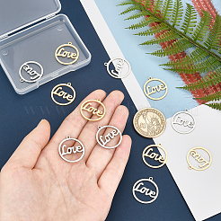 12Pcs 2 Colors 201 Stainless Steel Laser Cut Pendants&nbsp;STAS-UN0028-28