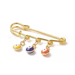 Rack Plating Brass Enamel Evil Eye Charms Safety Pin Brooch&nbsp;JEWB-BR00091