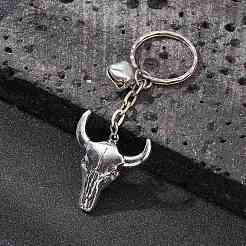 Tibetan Style Alloy Bull Head Kcychain&nbsp;KEYC-JKC00562-03