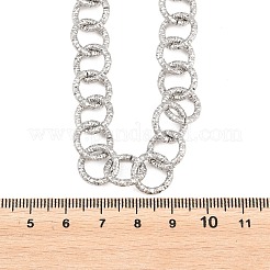 12mm 304ステンレススチール テクスチャリングリンクチェーンネックレス（女性用）  変色しない  ステンレス鋼色  17.72インチ（45cm）&nbsp;NJEW-Z115-11P
