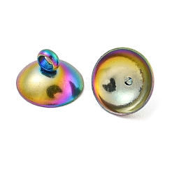 304ステンレススチールビーズキャップペンダントベイル  グローブガラスバブルカバーペンダント用  虹色  6mm  穴：1.8mm&nbsp;STAS-G224-24M-08